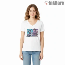 Jabber Vs Zanka Action Clash Dynamic Anime Shirt on white v-neck shirt for women graphic tee