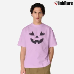 Men’s Jack O Lantern Pumpkin Face Eyelashes Halloween Classic T-Shirt in light pink | Soft, Breathable Everyday Wear