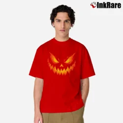 Men’s Jack O Lantern Scary Carved Pumpkin Halloween Classic T-Shirt in red | Soft, Breathable Everyday Wear
