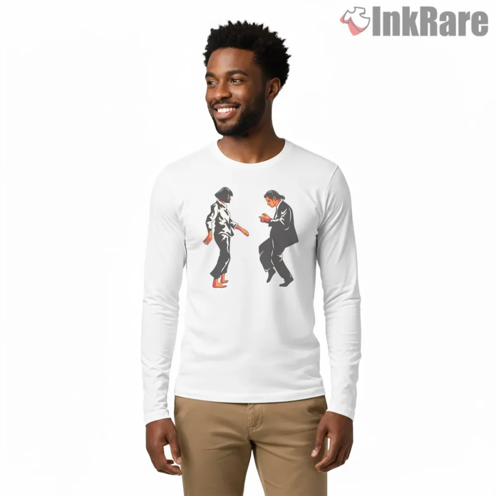 Jack Rabbit Slims Dance Silhouette Shirt on white long sleeve shirt for men graphic tee