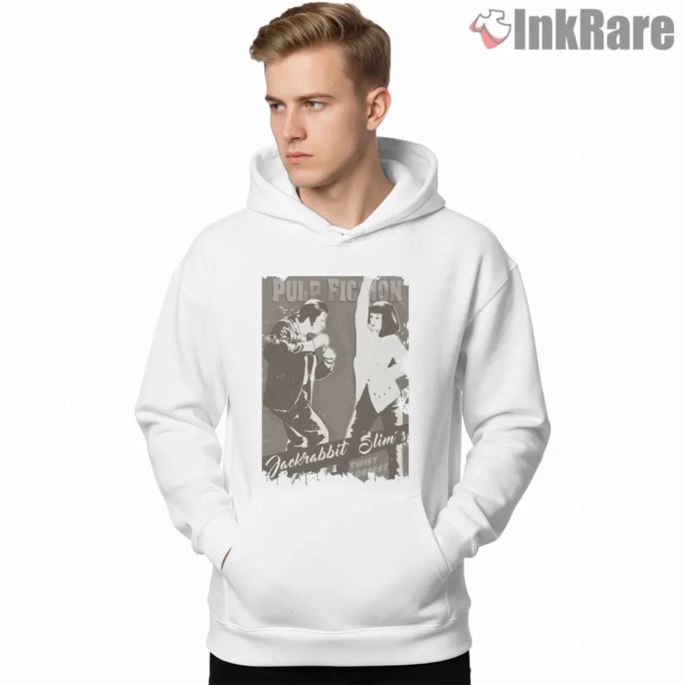 Jack Rabbit Slims Vintage Dance Poster Shirt on white hoodie for men graphic tee