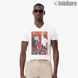 Jackrabbit Twist Dance Contest Poster Shirt on white v-neck shirt for men graphic tee