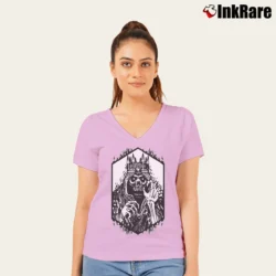 Women’s Jackremix Advanced Dungeons And Dragons Lich V-Neck Tee in light pink | Chic Neckline, Soft Texture