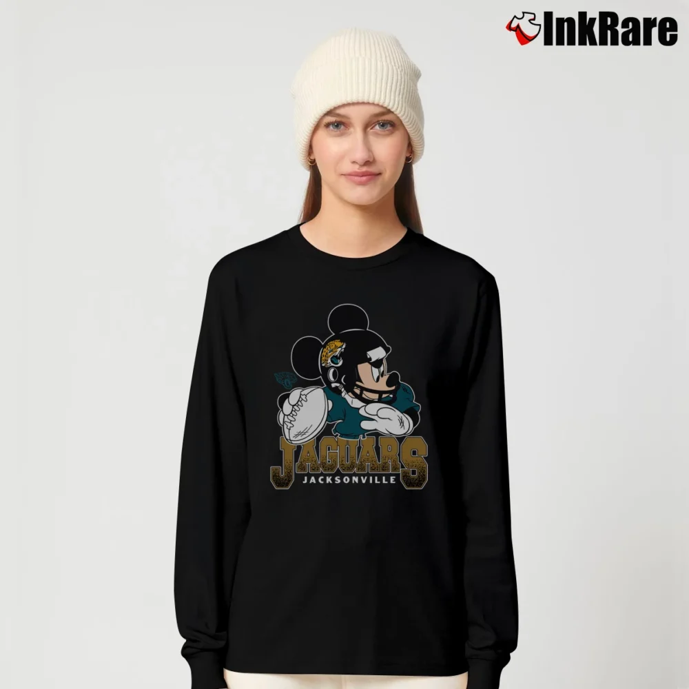 Women’s Jacksonville Jaguars Disney Mickey Mouse Quarterback Long-Sleeve Top in black | Sleek, Versatile, All-Season