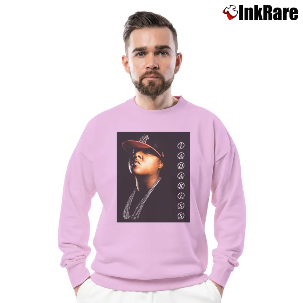 Men’s Jadakiss Rap Hip Hop Bandit Crewneck Sweatshirt in light pink | Cozy Fabric, Clean Style