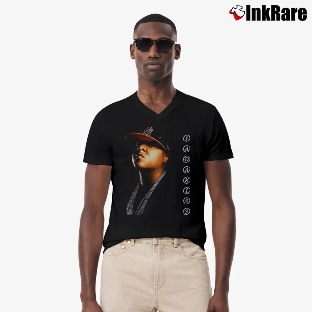 Men’s Jadakiss Rap Hip Hop Bandit V-Neck Tee in black | Sharp, Breathable, Everyday Staple