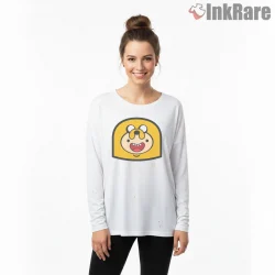 Jake Face With Finn Inside Minimal Cartoon Shirt on white long sleeve shirt for women graphic tee