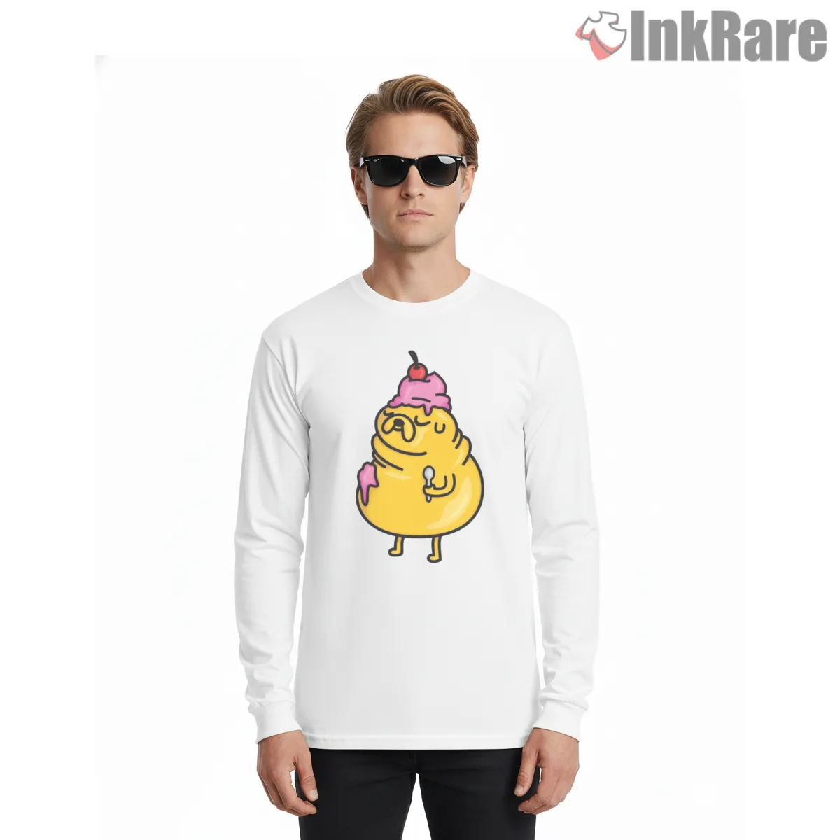 Jake Ice Cream Funny Food Cartoon Shirt on white long sleeve shirt for men graphic tee