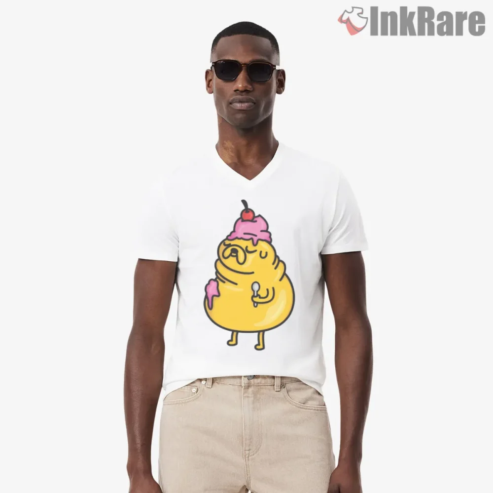 Jake Ice Cream Funny Food Cartoon Shirt on white v-neck shirt for men graphic tee