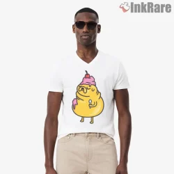 Jake Ice Cream Funny Food Cartoon Shirt on white v-neck shirt for men graphic tee