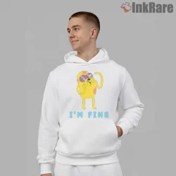 Jake Im Fine Meme Expression Cartoon Shirt on white hoodie for men graphic tee