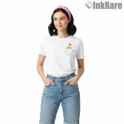 Jake In Pocket Christmas Hat Cute Cartoon Shirt on white short sleeve shirt for women graphic tee