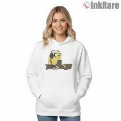 Jake Listening Music Headphones Chill Cartoon Shirt on white hoodie for women graphic tee