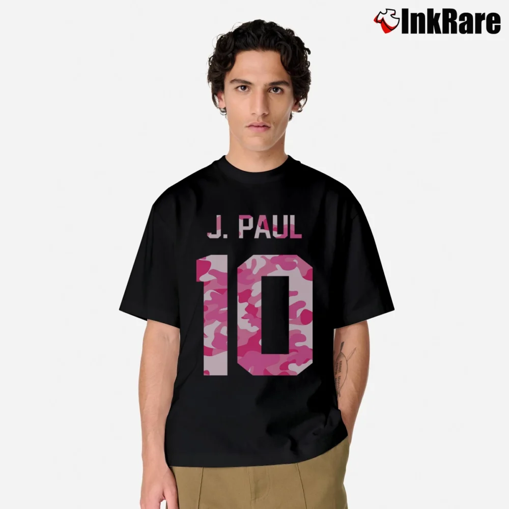 Men’s Jake Paul Team 10 Pink Camo Graphic Classic T-Shirt in black | Soft, Breathable Everyday Wear