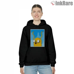 Jake Stretch Wave Minimal Blue Background Cartoon Shirt on black hoodie for women graphic tee