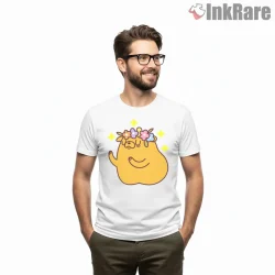 Jake With Flower Crown Cute Minimal Cartoon Shirt on white short sleeve shirt for men graphic tee