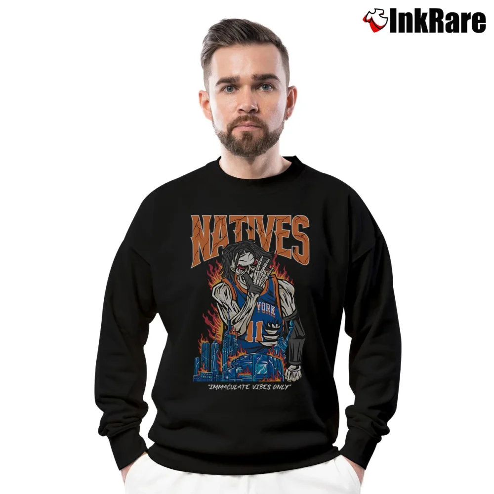 Men’s jalen brunson natives basketball star new york fan Crewneck Sweatshirt in black | Cozy Fabric, Clean Style
