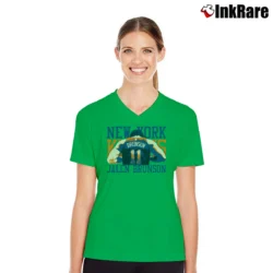 Women’s jalen brunson new york knicks nba basketball fan V-Neck Tee in irish green | Chic Neckline, Soft Texture