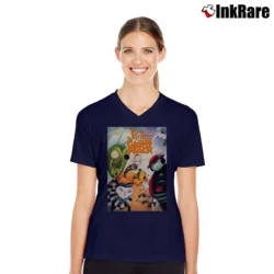 Women’s James And The Giant Peach Poster V-Neck Tee in navy | Chic Neckline, Soft Texture