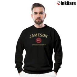 Men’s Jameson Irish Whiskey Cream Logo Crewneck Sweatshirt in black | Cozy Fabric, Clean Style