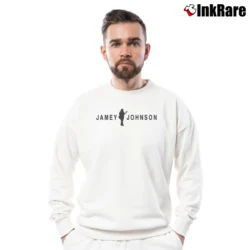 Men’s Jamey Johnson Timiller Logo Crewneck Sweatshirt in white | Cozy Fabric, Clean Style