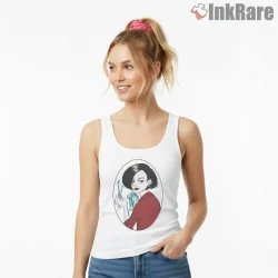 Jane Lane Artistic Portrait Minimal Cool Girl Shirt on white tank top for women graphic tee