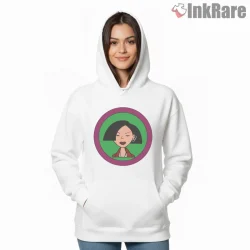 Jane Lane Logo Circle Minimal Portrait Shirt on white hoodie for women graphic tee