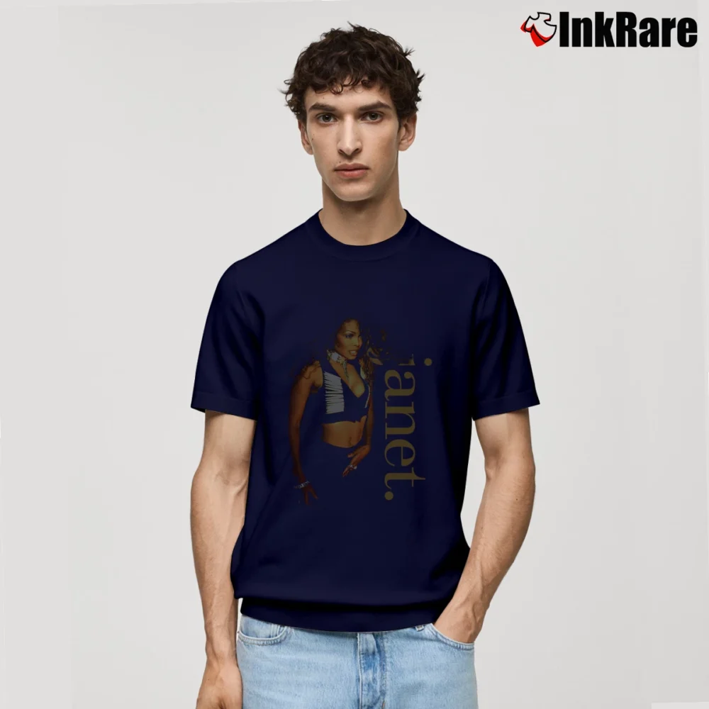 Men’s Janet Jackson 90s Pop Singer Classic T-Shirt in navy | Soft, Breathable Everyday Wear