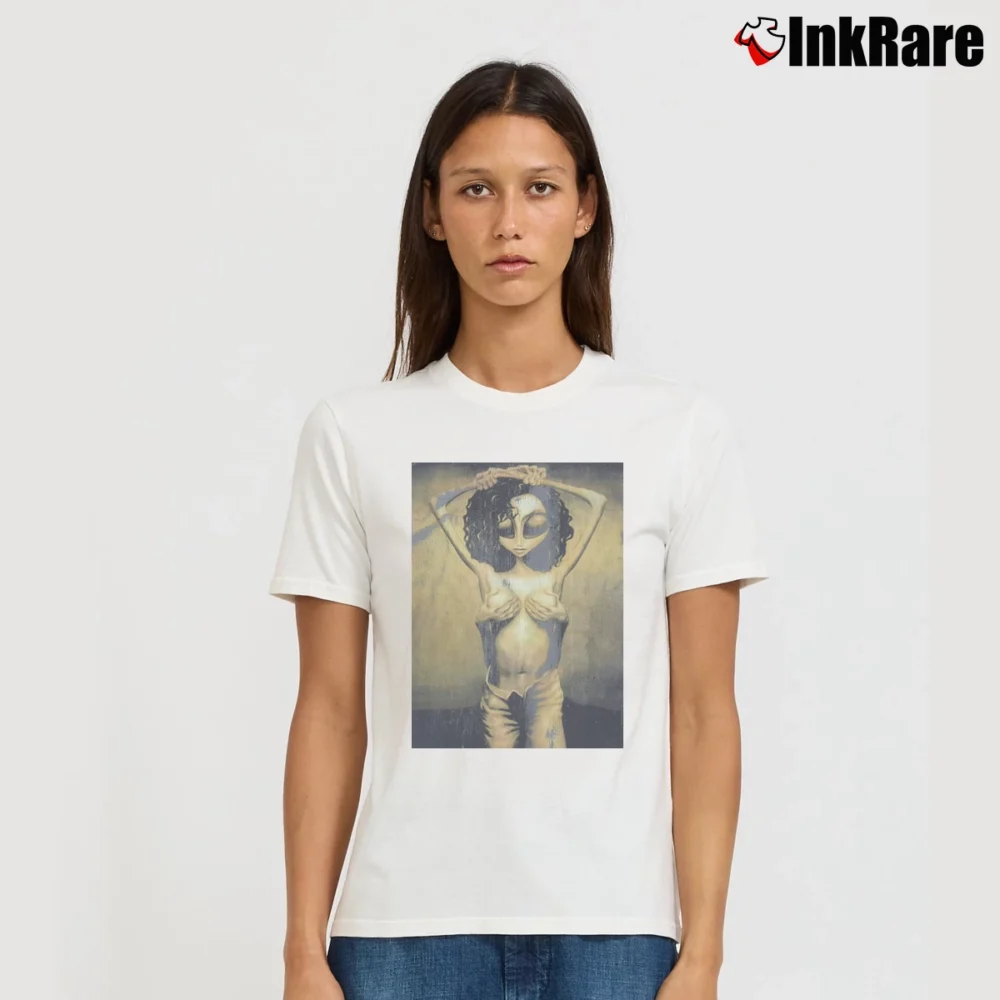 Women’s Janet Jackson Alien Workshop Skateboarding Signature T-Shirt in white | Soft, Flattering Fit