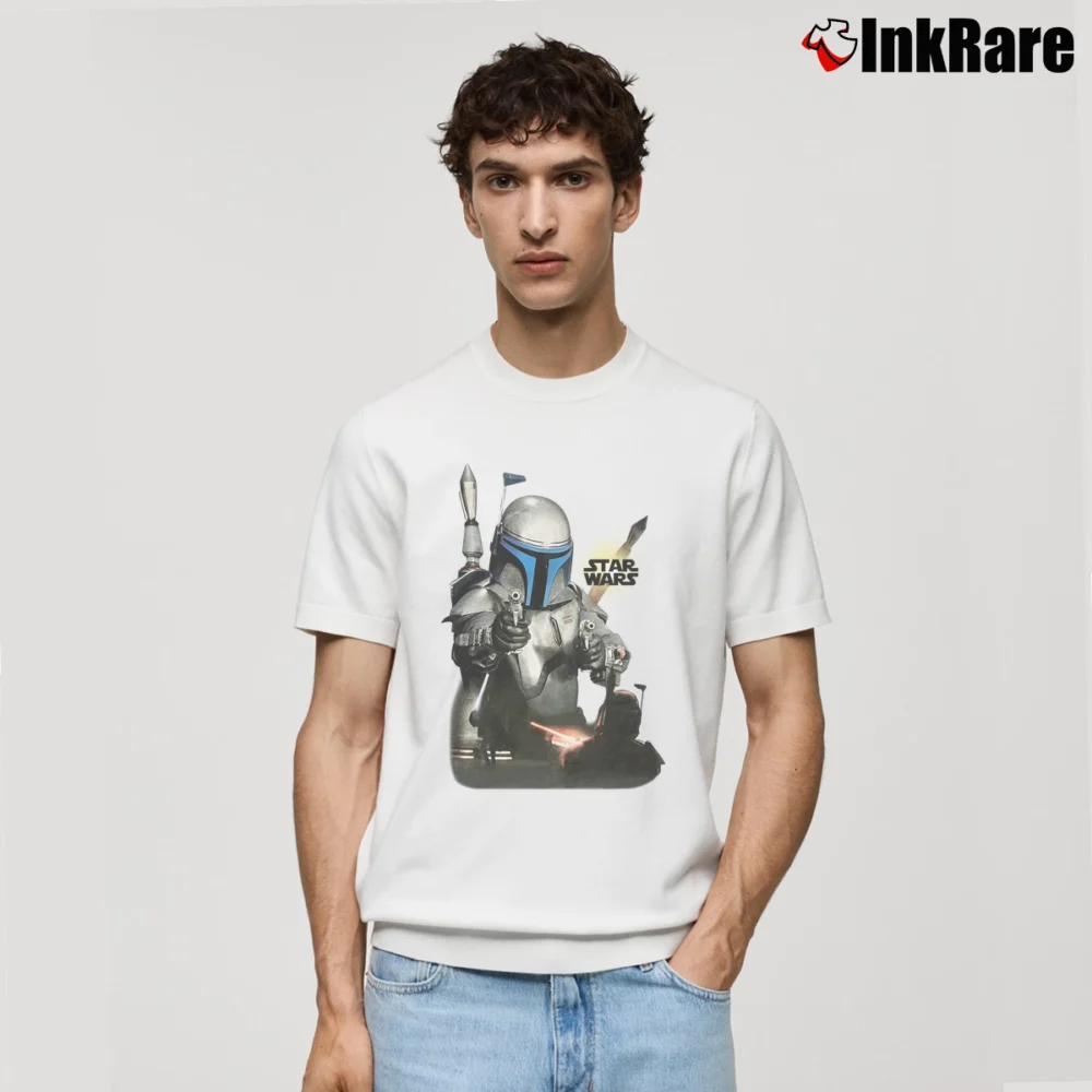 Men’s Jango Fett Star Wars Streetwear Promo Classic T-Shirt in white | Soft, Breathable Everyday Wear