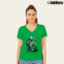 Women’s Jango Fett Star Wars Streetwear Promo V-Neck Tee in irish green | Chic Neckline, Soft Texture