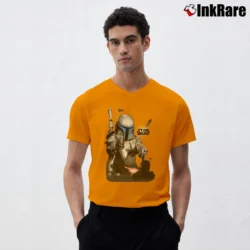 Men’s Jango Fett Star Wars Streetwear Promo V-Neck Tee in orange | Sharp, Breathable, Everyday Staple