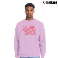 Men’s Japanese Aesthetic Dragon Kanji Crewneck Sweatshirt in light pink | Cozy Fabric, Clean Style