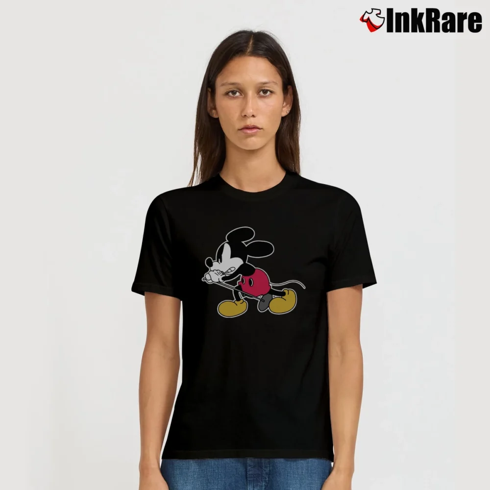 Women’s Japanese Brand Number Nine Eddie Vedder Mickey Mouse Signature T-Shirt in black | Soft, Flattering Fit