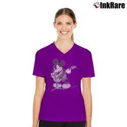 Women’s Japanese Brand Number Nine Mickey Mouse V-Neck Tee in purple | Chic Neckline, Soft Texture