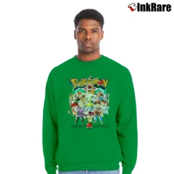 Men’s Japanese Brand Pokemon 90s Style Graphic Crewneck Sweatshirt in irish green | Cozy Fabric, Clean Style