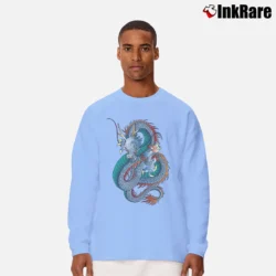 Men’s Japanese Oriental Dragon Classic Custom Long-Sleeve Shirt in light blue | Sleek, Lightweight, Year-Round Wear