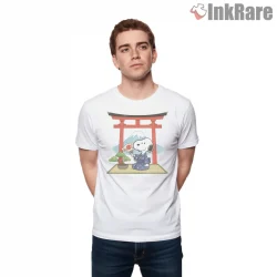 Japanese Style Snoopy Scenic Shirt on white short sleeve shirt for men graphic tee
