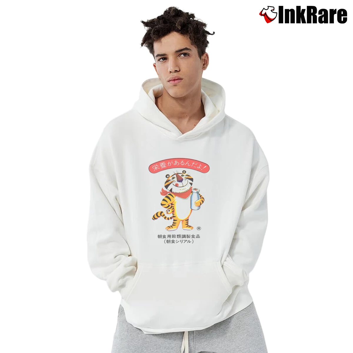 Japanese Tony The Tiger Men’s Pullover Hoodie in white – Ultimate Warmth Men’s Japanese Tony The Tiger Pullover Hoodie in white | Cozy, Durable, Modern Fit