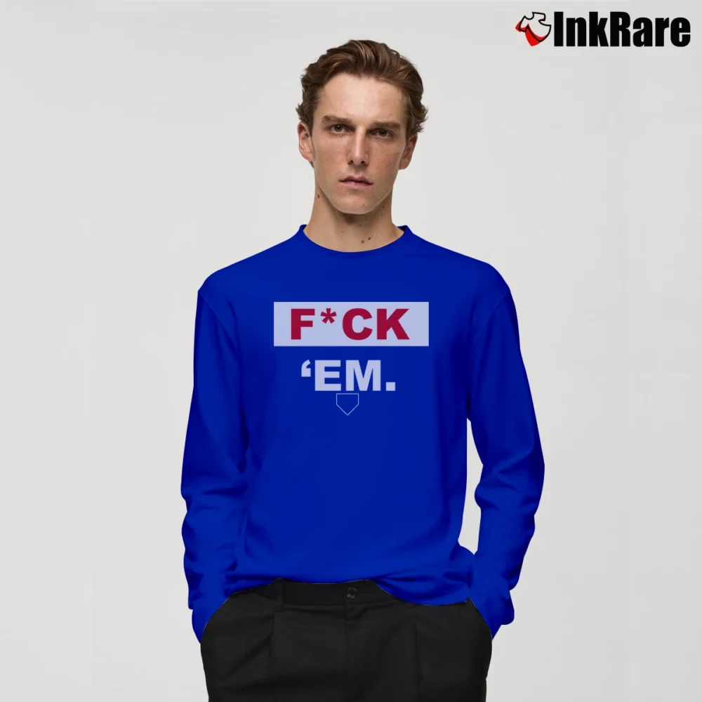 Men’s jarren duran fck em for Bold Baseball Fans Long-Sleeve Shirt in royal blue | Sleek, Lightweight, Year-Round Wear