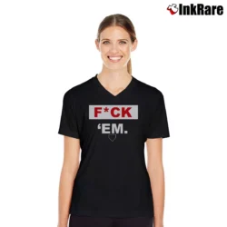 Women’s jarren duran fck em for Bold Baseball Fans V-Neck Tee in black | Chic Neckline, Soft Texture