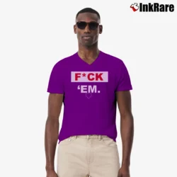 Men’s jarren duran fck em for Bold Baseball Fans V-Neck Tee in purple | Sharp, Breathable, Everyday Staple