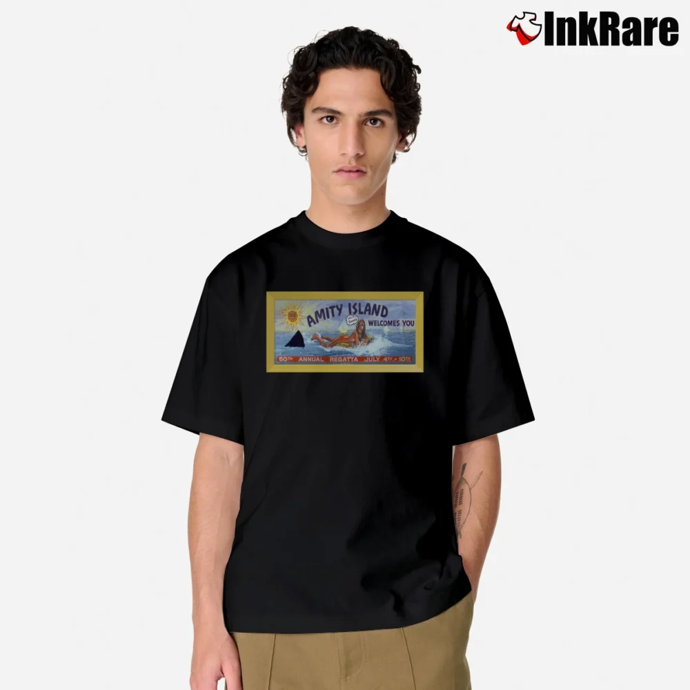 Men’s Jaws Amity Island Billboard Classic T-Shirt in black | Soft, Breathable Everyday Wear