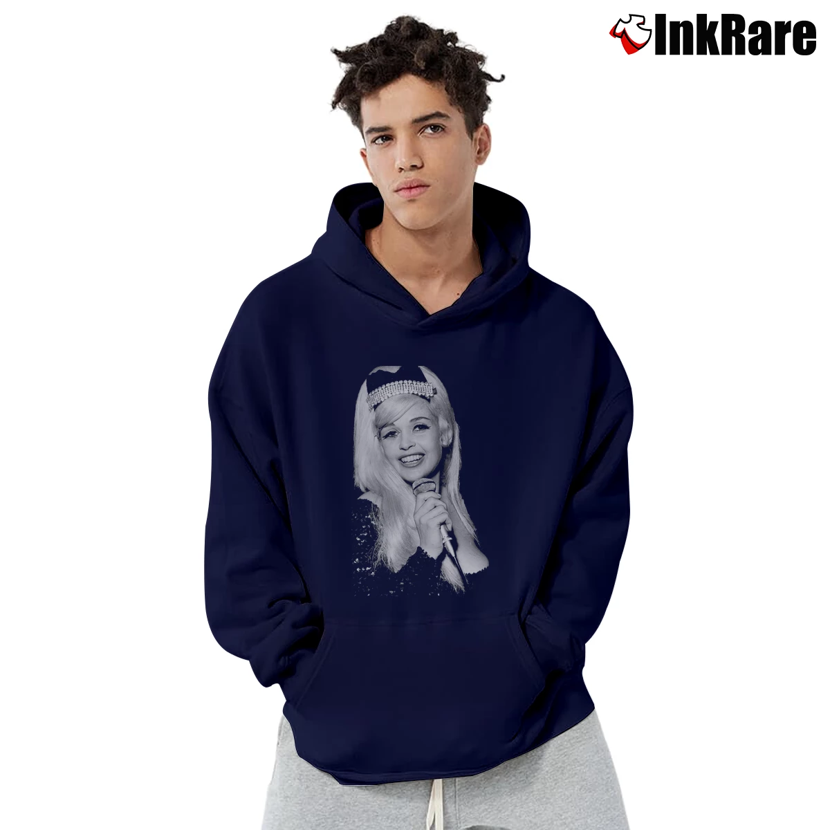 Men’s Jayne Mansfield 1950s Too Hot Pullover Hoodie in navy | Cozy, Durable, Modern Fit