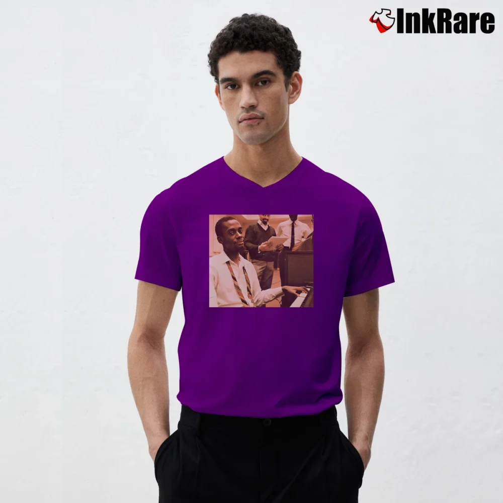 Men’s Jazz Pianist Bobby Timmons V-Neck Tee in purple | Sharp, Breathable, Everyday Staple