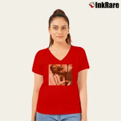 Women’s Jazz Pianist Bobby Timmons V-Neck Tee in red | Chic Neckline, Soft Texture