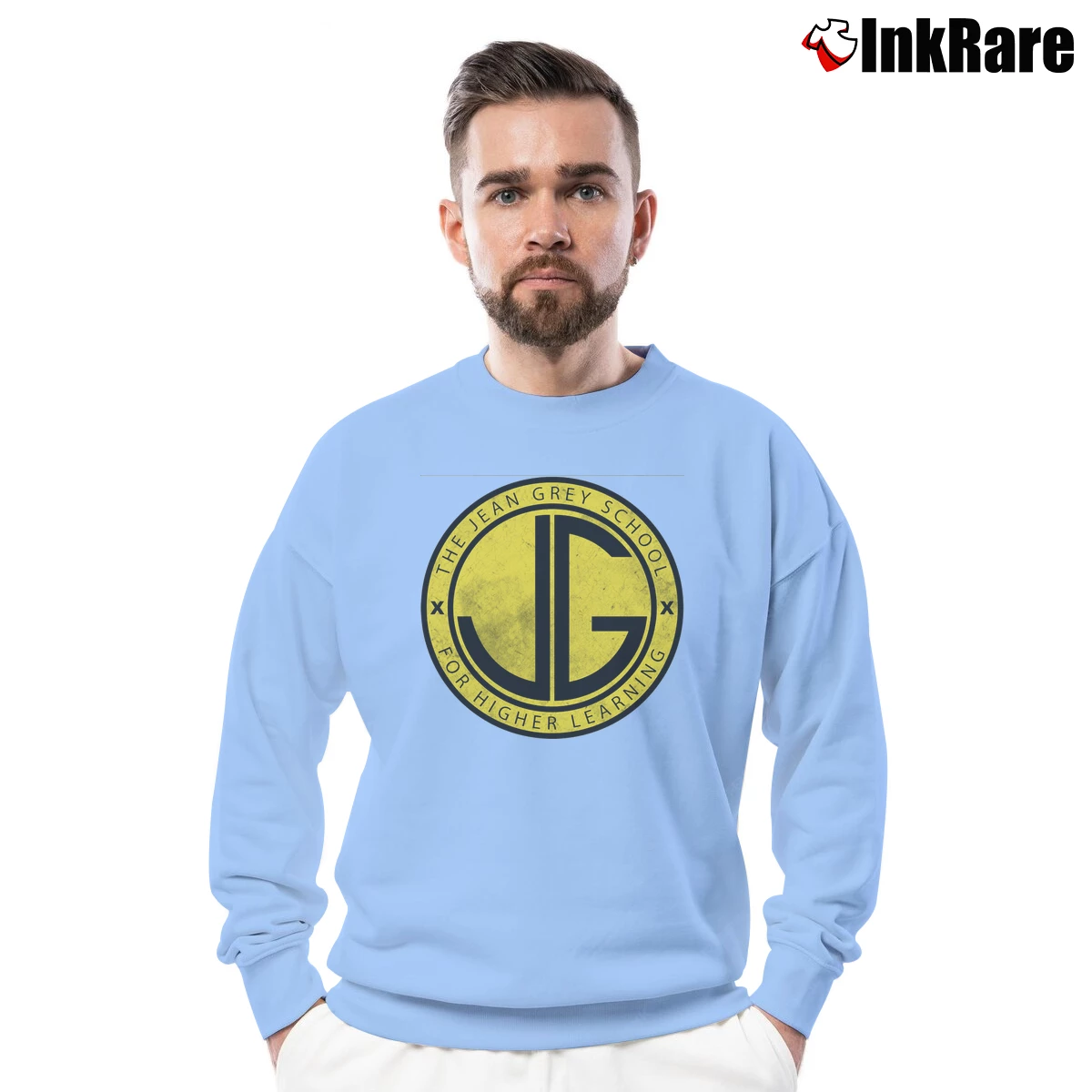 Men’s Jean Grey School For Higher Learning Crewneck Sweatshirt in light blue | Cozy Fabric, Clean Style