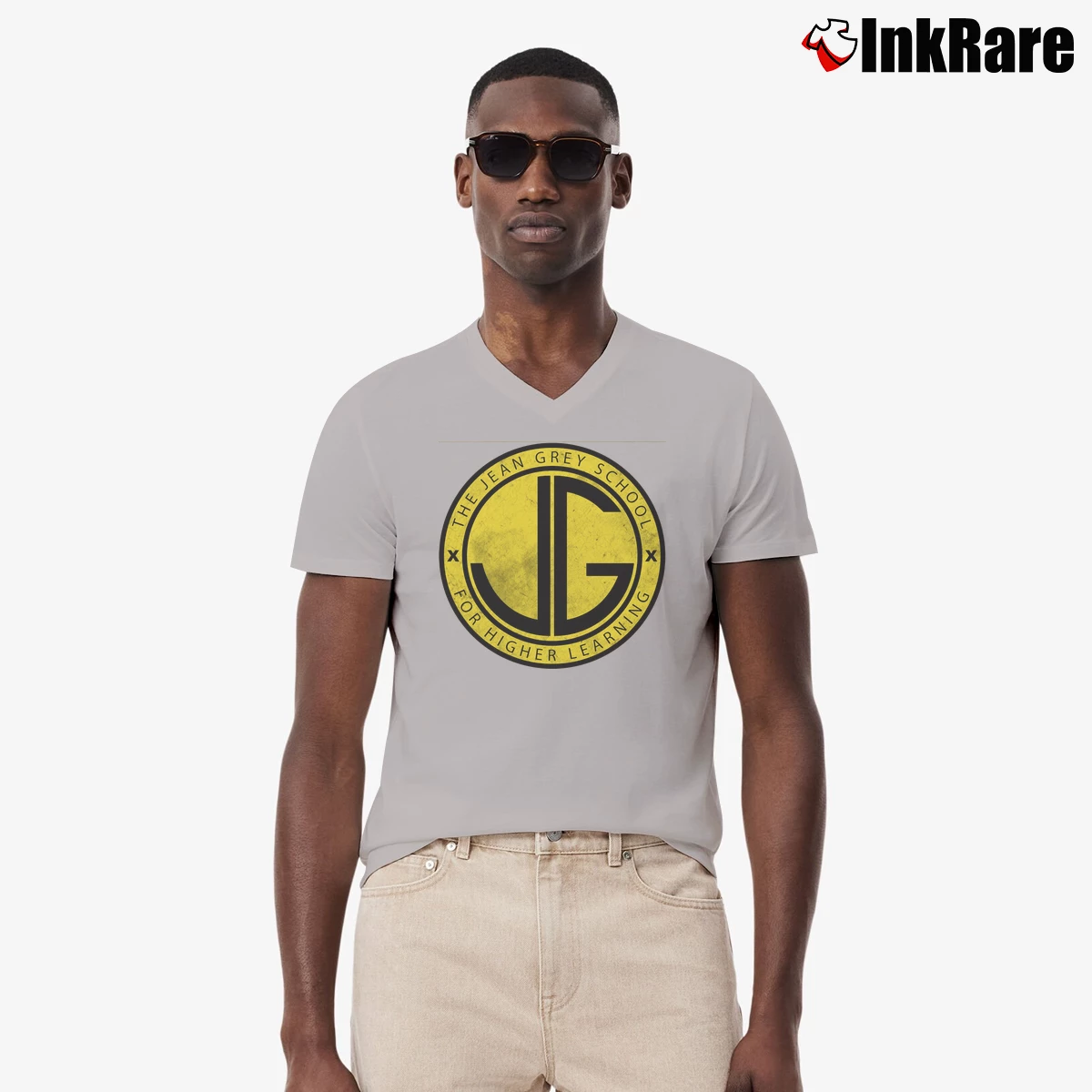 Men’s Jean Grey School For Higher Learning V-Neck Tee in sport grey | Sharp, Breathable, Everyday Staple