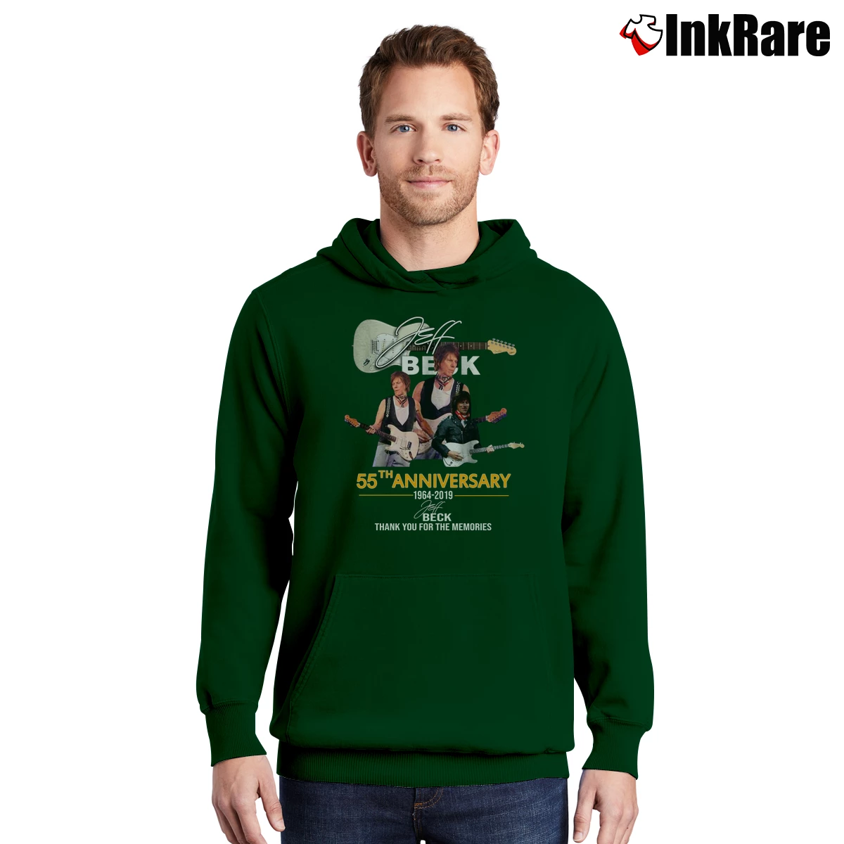 Jeff Beck 55th Anniversary 1964–2019 Tour Men’s Pullover Hoodie in forest green – Ultimate Warmth Men’s Jeff Beck 55th Anniversary 1964–2019 Tour Pullover Hoodie in forest green | Cozy, Durable, Modern Fit