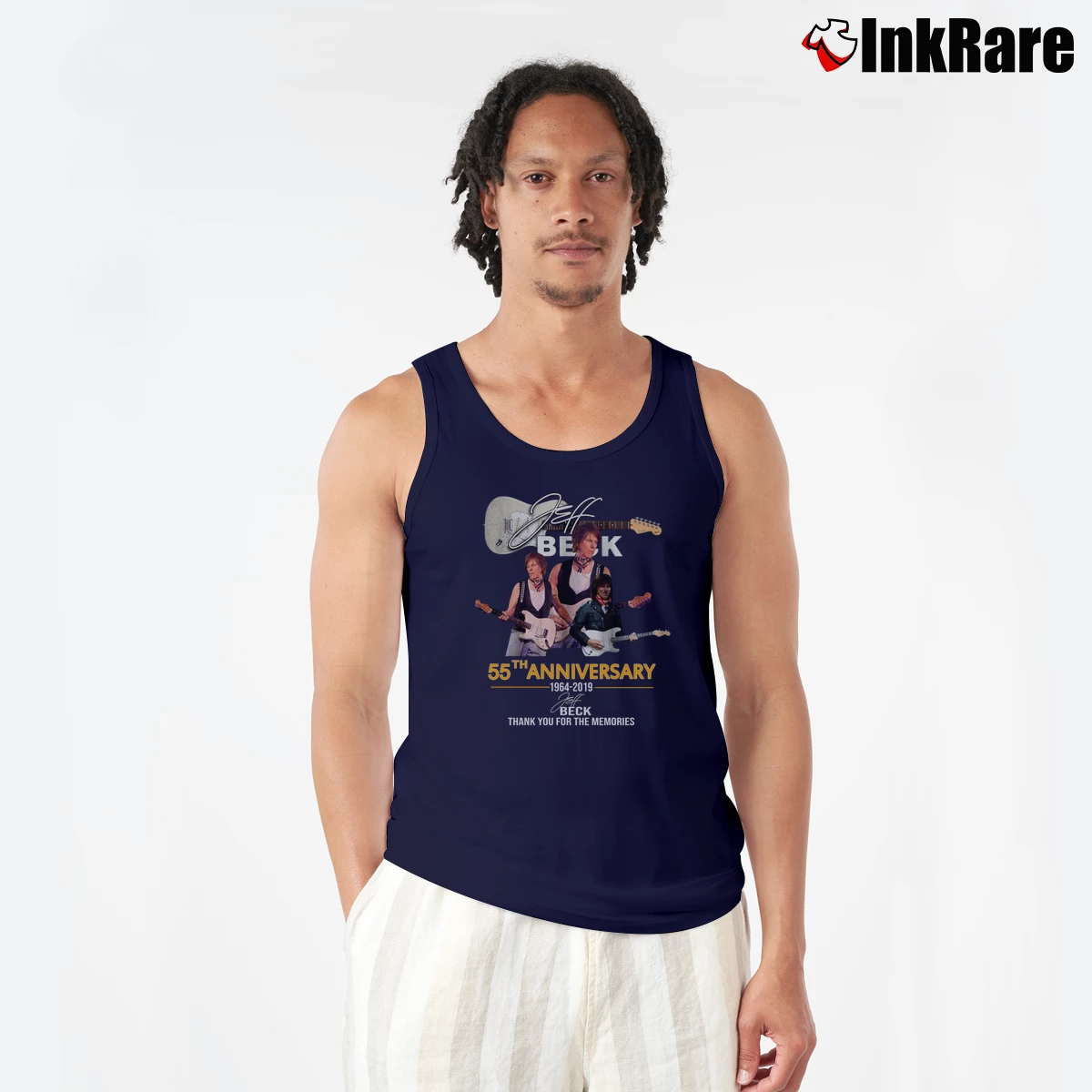 Jeff Beck 55th Anniversary 1964–2019 Tour Men’s Performance Tank in navy – Lightweight Comfort Men’s Jeff Beck 55th Anniversary 1964–2019 Tour Tank Top in navy | Breathable, Active-Friendly Design